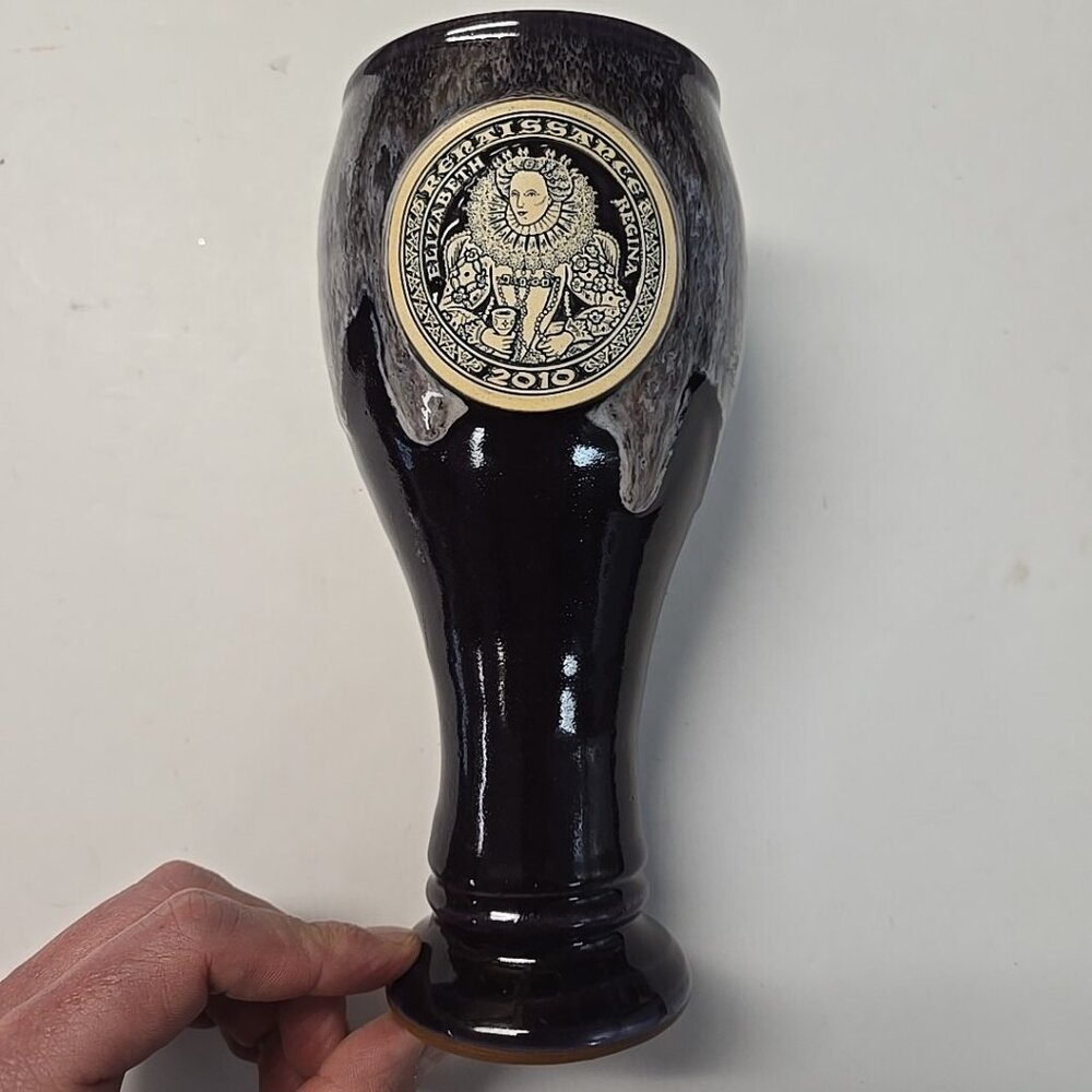 Deneen Pottery Goblet Purple Drip Glaze Renaissance Festival 2010 Chalice